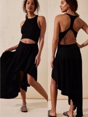 Free People Beach Bethany asymmetric  cut-out flutterDress Black Size XS